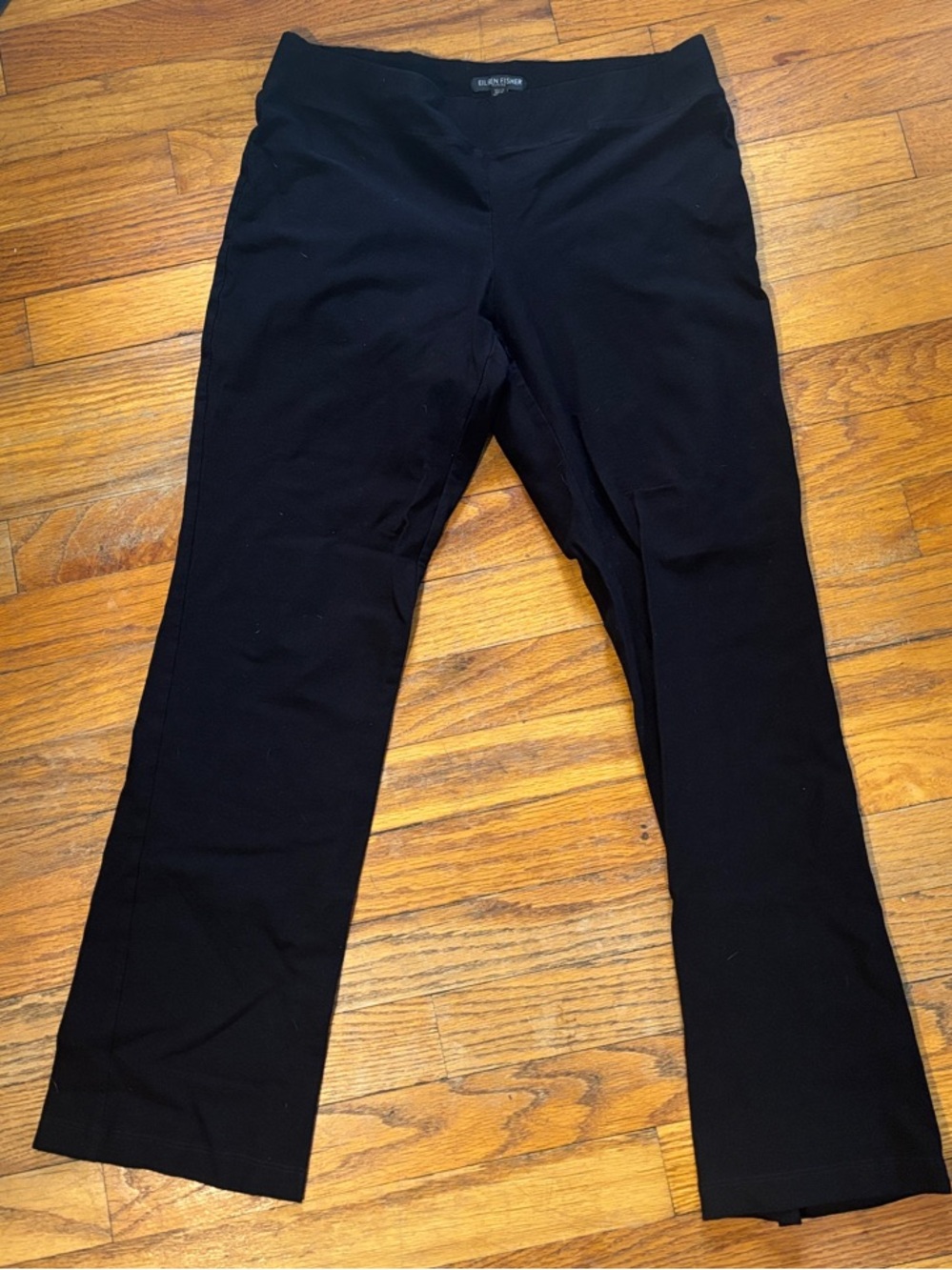 Eileen Fisher Black Knit Stretch Pull-On Pants petite small 24” inseam